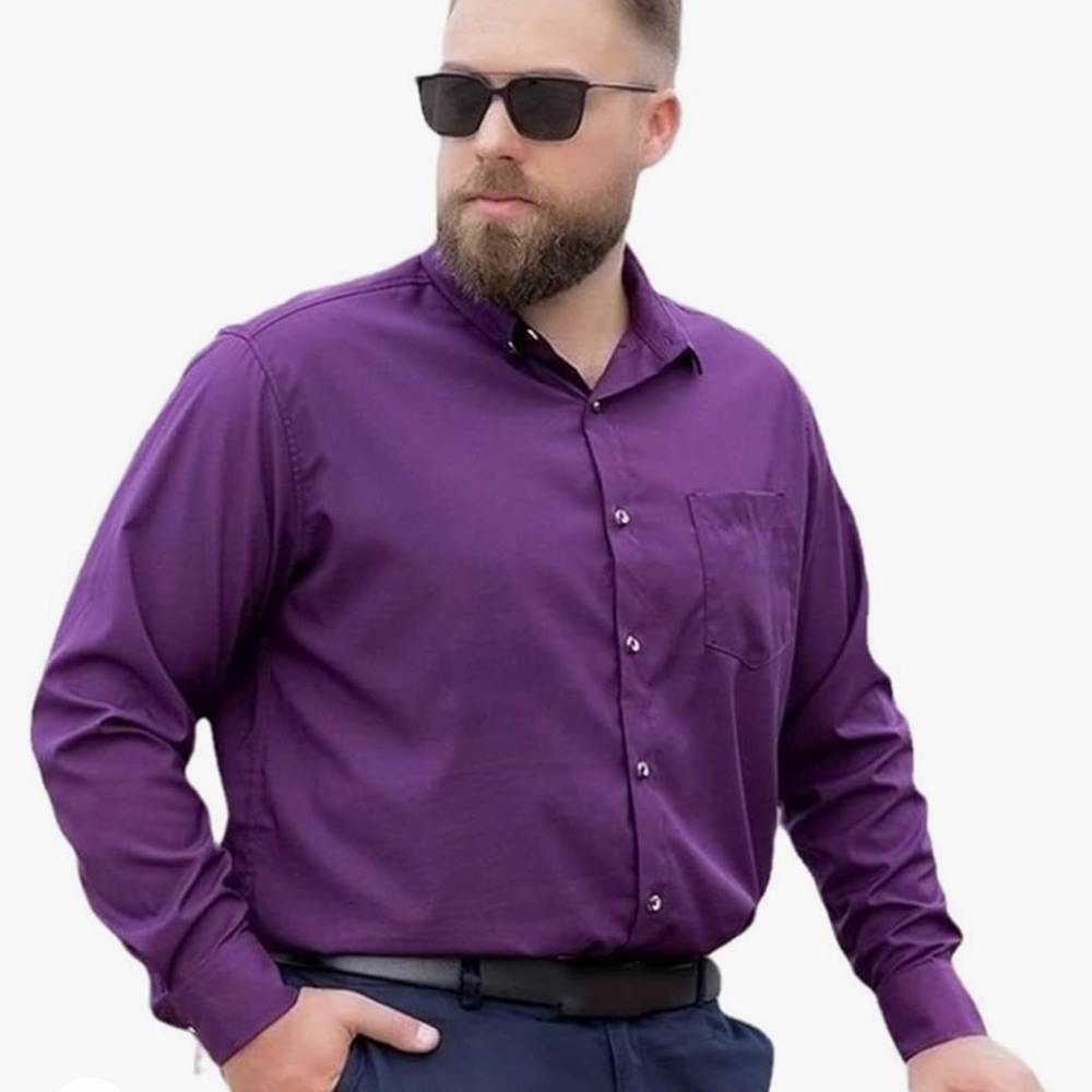 #10754-16 Men's long-sleeved spring shirt, purple,3XL